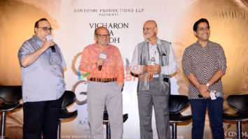 Photos: Rajkumar Santoshi, Chinmay Mandlekar, Deepak Antani and debutants Tanisha Santoshi and Anuj Saini attend the trailer launch of Gandhi Godse Ek Yudh