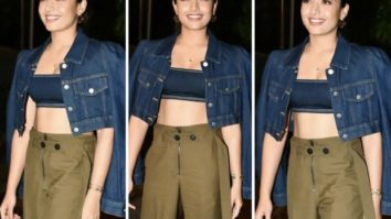 Rashmika Mandanna nails street style in a denim crop top, olive green pants for Mission Majnu screening