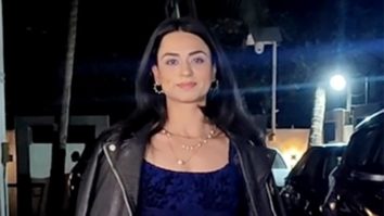 Soundarya Sharma chit chats with paps in gorgeous blue outfit