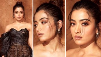 Rashmika Mandanna’s black lace mini dress with a flowing train wonderfully encapsulates red carpet fashion