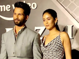 Shahid Kapoor poses with wife Mira Rajput at Farzi screening