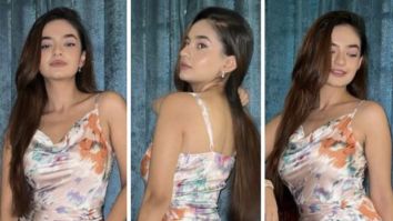 We are already in the mood for a party thanks to Anushka Sen’s illusion floral cowl neck dress with thigh high slit