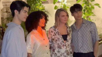 KinnPorsche stars and Thai actors Mile Phakphum and Apo Nnattawin, Yara Shahidi, Cara Delevingne pose at welcome dinner ahead of 2023 Dior show in Mumbai