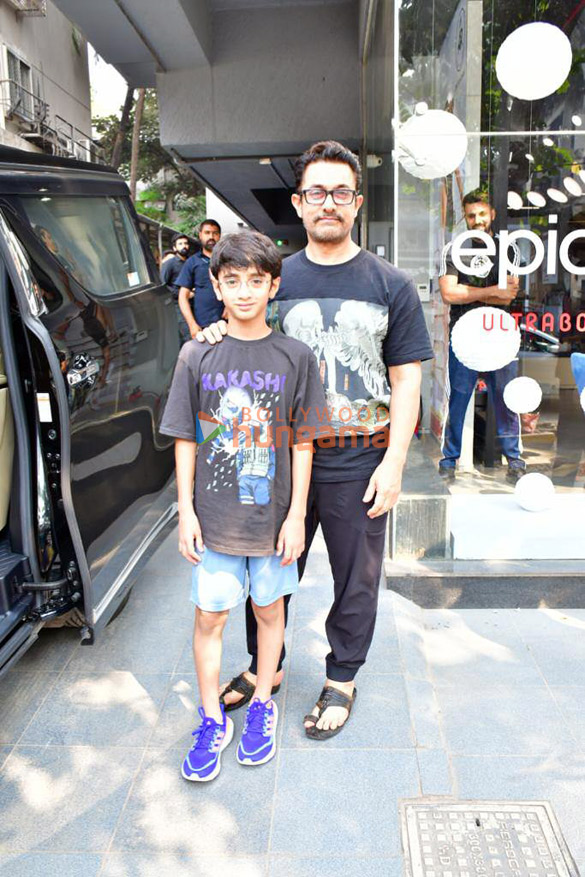 Photos: Aamir Khan spotted with son in Bandra Photos: Aamir Khan spotted with son in Bandra