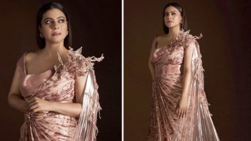 Kajol strikes the ideal balance of glitz and glam in Amit Aggarwal’s pastel pink metallic saree