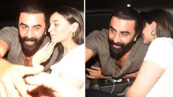Ranbir Kapoor and Alia Bhatt pose cutely for the paparazzi; share a kiss
