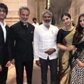 Raveena Tandon poses with S.S. Rajamouli as she receives the prestigious Padma Shri award
