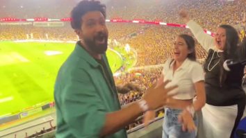 Vicky Kaushal and Sara Ali Khan celebrate Chennai Super Kings victory at the stadium