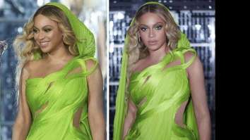 Beyonce amps up the drama on stage in a stunning green sari gown by designer Gaurav Gupta at the Renaissance World Tour concert