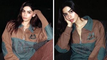 Khushi Kapoor goes comfy chic in a sweatshirt and pants with her brown converse shoes at Tanisha Santoshi’s b’day party