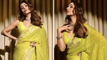 Malaika Arora is a picture of ethnic grace in lime green saree by Anita Dongre worth Rs.75,000