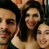 Kartik Aaryan, Sara Ali Khan, Kriti Sanon, pose together at Gadar 2 bash and photo goes viral