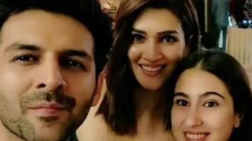 Kartik Aaryan, Sara Ali Khan, Kriti Sanon, pose together at Gadar 2 bash and photo goes viral