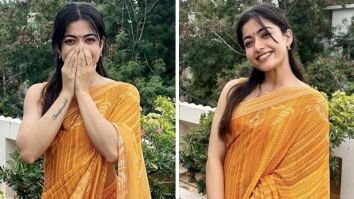 Rashmika Mandanna makes wedding guest look bright in yellow Anita Dongre saree