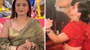 Rani Mukerji dances at Durga Puja celebrations with her cousin Tanishaa; Sumona Chakravarti performs Dhunuchi dance, watch videos