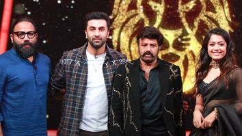 Ranbir Kapoor, Rashmika Mandanna pose with Nandamuri Balakrishna as Animal team promotes film on Unstoppable with NBK; see pics