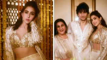 Sara Ali Khan, along with Amrita Singh and Ibrahim Ali Khan, radiate elegance in their white-gold ensembles as they celebrate Dhanteras