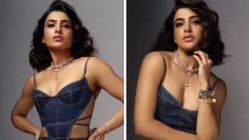 Samantha Ruth Prabhu effortlessly rocks the denim-on-denim trend, pairing a chic corset-style top with trendy baggy jeans