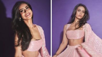 Nysa Devgn turns into a desi barbie wearing a pink sequin Manish Malhotra lehenga