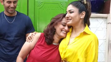 Raveena Tandon gets clicked with Varun Sood & Namrata Sheth