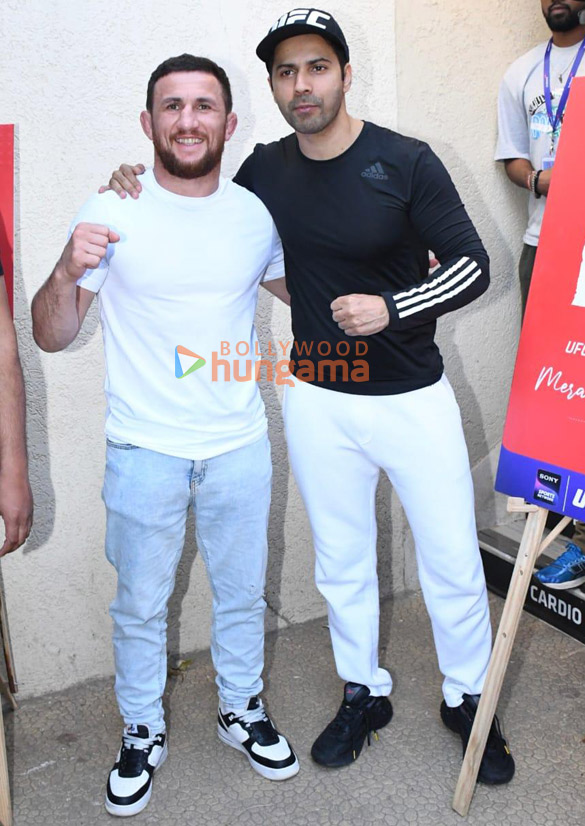 Photos: Varun Dhawan and Merab Dvalishvili snapped in Juhu Photos: Varun Dhawan and Merab Dvalishvili snapped in Juhu