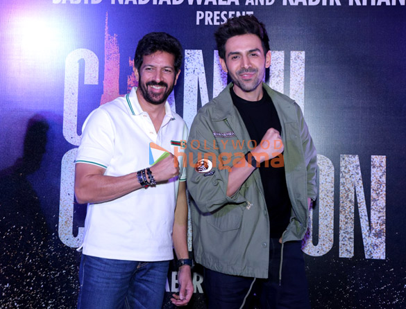 Photos: Kartik Aaryan and Kabir Khan snapped during Chandu Champion press conference at Miraj Cinemas TGIP Mall in Noida Photos: Kartik Aaryan and Kabir Khan snapped during Chandu Champion press conference at Miraj Cinemas TGIP Mall in Noida
