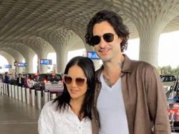 Sunny Leone poses with husband Daniel Weber at the airport