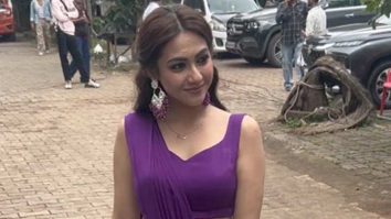 Reem Shaikh sizzles in a purple saree at Laughter Chefs set