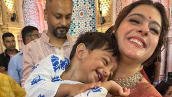 Kajol shares adorable moments with Vatsal Sheth and Ishita Dutt’s son Vayu at Durga Pandal