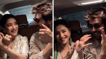 Madhuri Dixit nails hookstep of Bhool Bhulaiyaa 3 title track with Kartik Aaryan during Lucknow promotions, watch