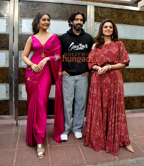 Photos: Vikrant Massey, Raashi Khanna and Ridhi Dogra snapped promoting The Sabarmati Report